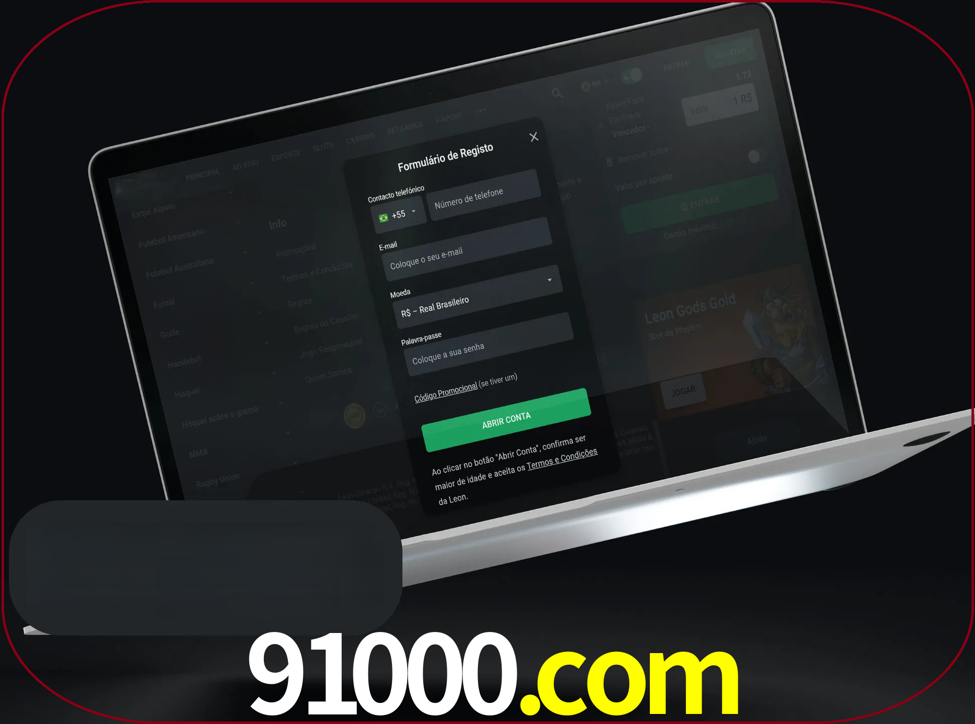 Abra o site da LeonBet e crie sua própria conta.