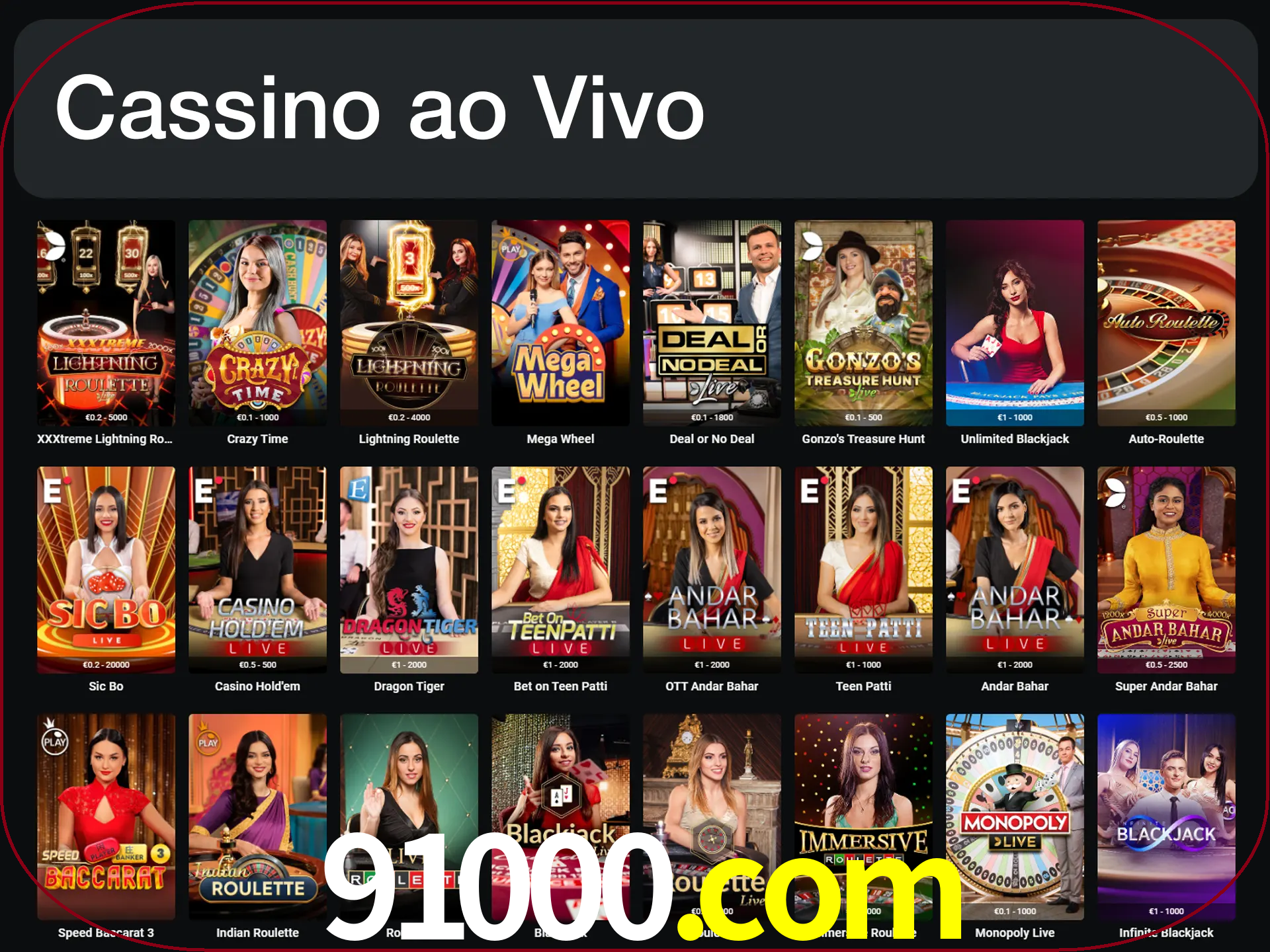 Jogue jogos de cassino com um verdadeiro dealer.