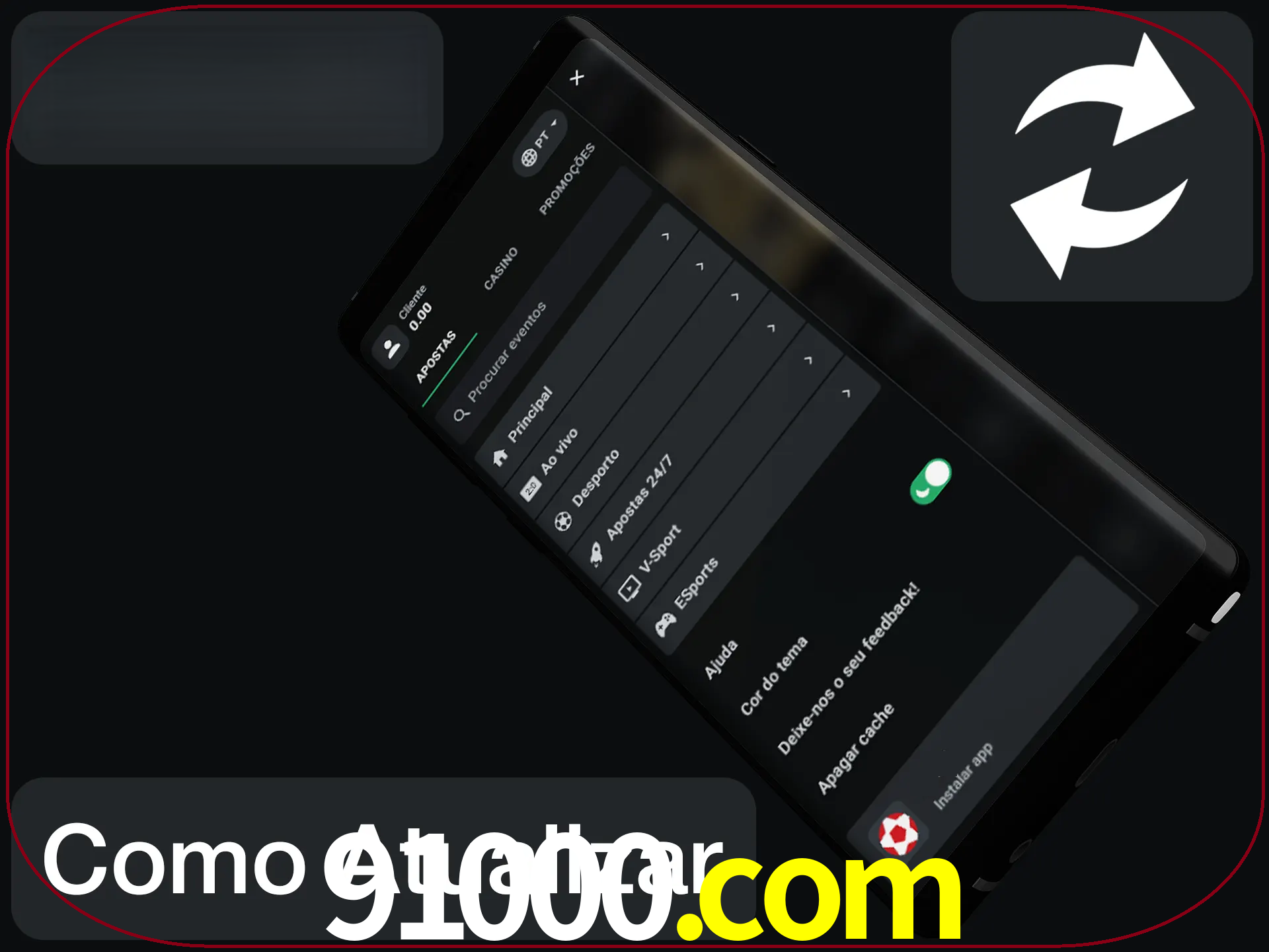 O aplicativo é atualizado automaticamente quando você faz o login.