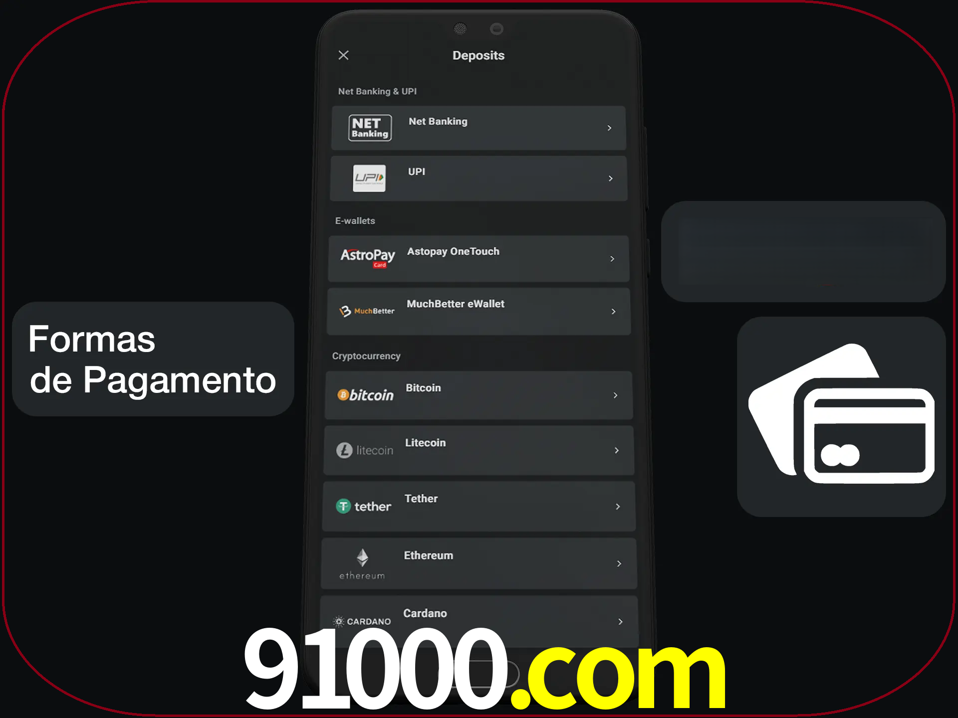 Escolha a forma de pagamento de sua preferência.