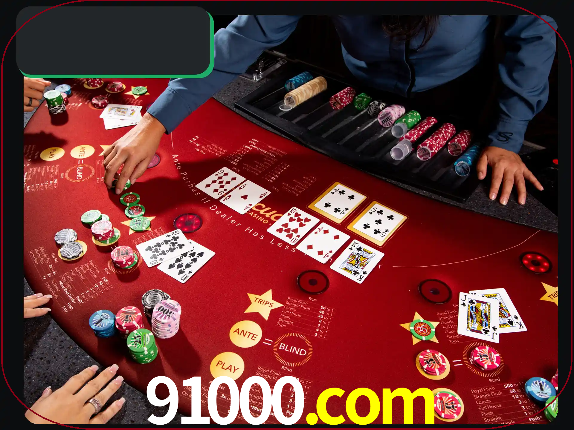 Jogue pôquer com pessoas reais em uma mesa.