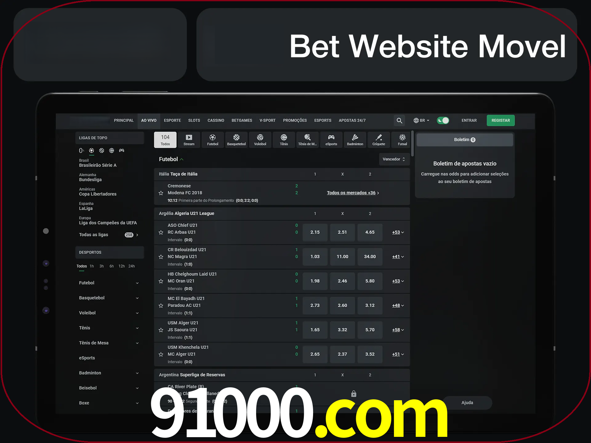 Use nosso website em qualquer dispositivo.