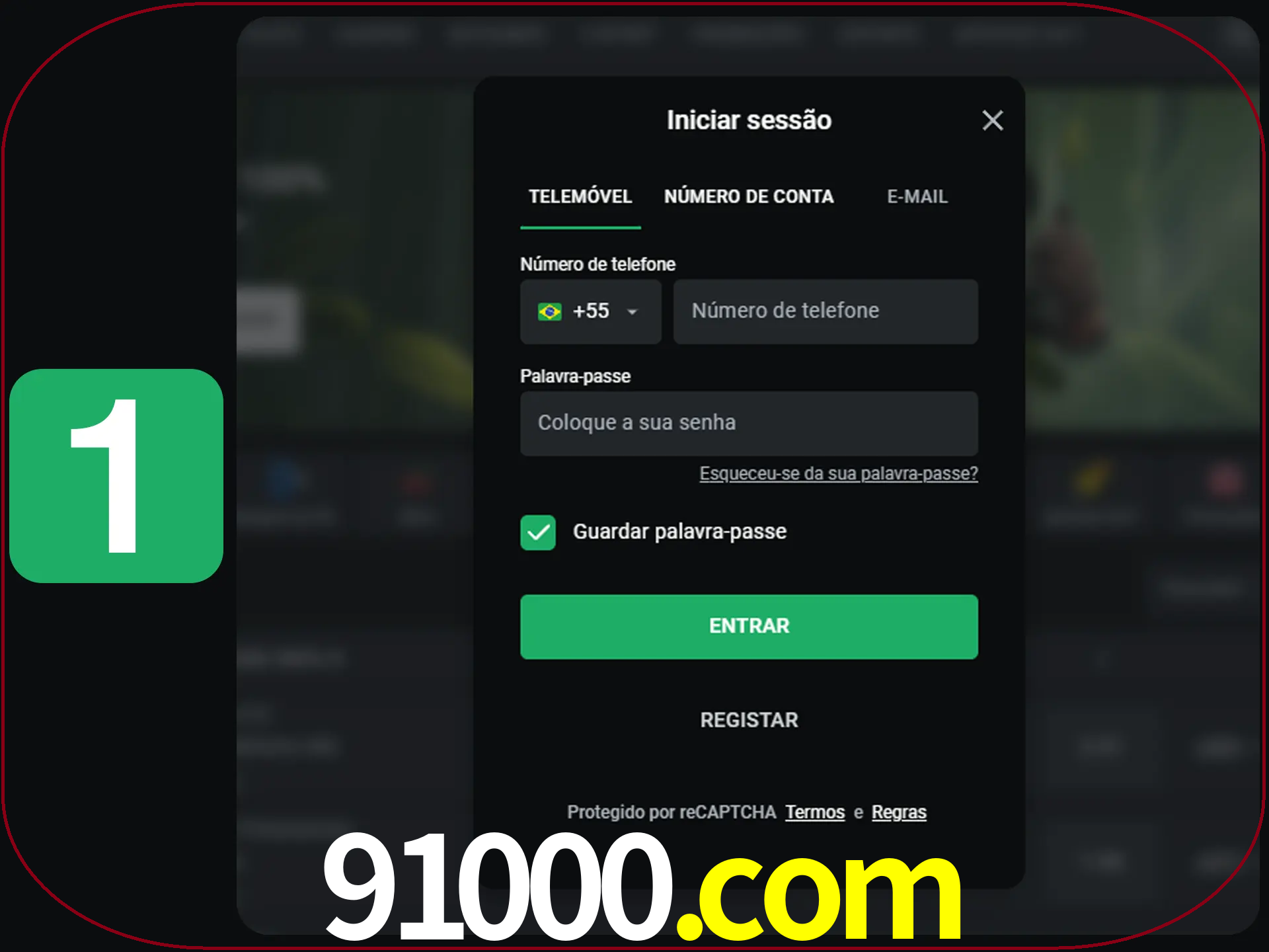 Clique no botão Entrar.